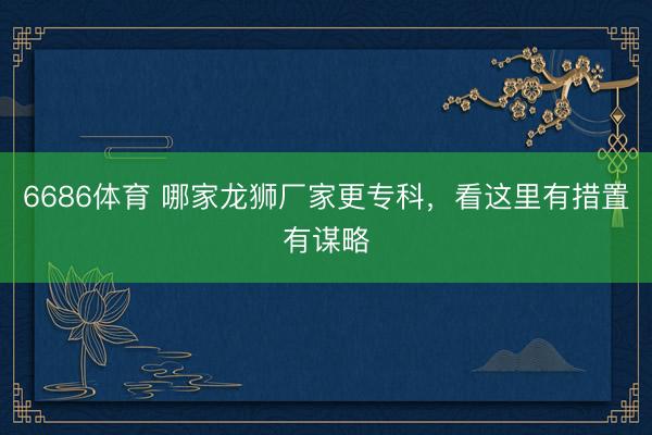 6686体育 哪家龙狮厂家更专科，看这里有措置有谋略