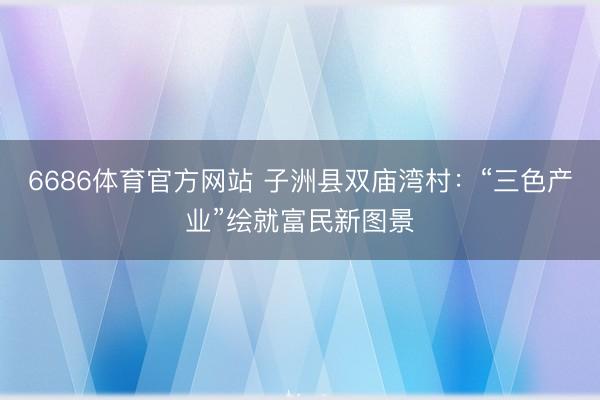 6686体育官方网站 子洲县双庙湾村：“三色产业”绘就富民新图景
